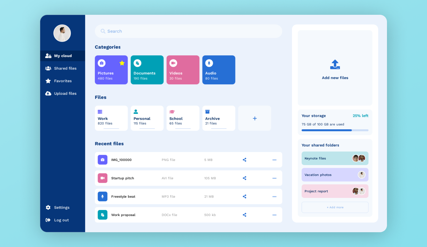 Cloud storage web app project image